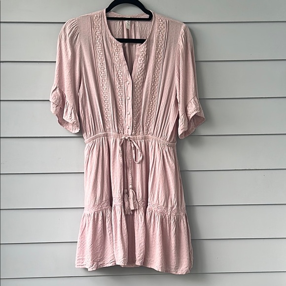 L Love Dresses & Skirts - L Love Blush Pink Short Sleeve Mini Dress with Adorable Feminine Details
